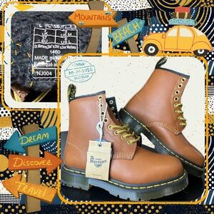 NWT Dr. Martens 1460 Brown Leather Fur-Lined US 5 US 6 | Classic 8-Eye Docs